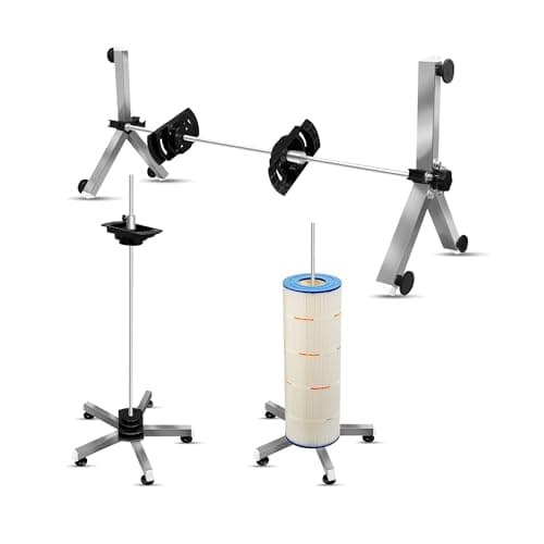 Pool Filter Cleaning System and Cleaner Stand Solid Aluminum Shaft- Compatible with 3，4，and 6 Inch Filter Cartridges，Dual Use Stand Design for Vertical & Horizontal