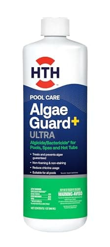 HTH 67244 Swimming Pool Care Algae Guard Ultra - Long Lasting Formula, Eliminates & Prevents Green, Black, and Mustard Algae, Fast Acting & Effective Swimming Pool Chemical, 32oz