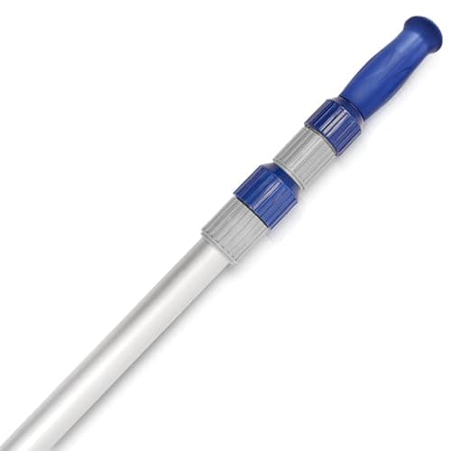 Poolvio 15 FT Telescopic Pool Pole - Adjustable 3 Piece Aluminum Pool Skimmer Pole for Pool Cleaning Skimmer Nets Vacuum Heads & Brushes, Strong Grip & Lock