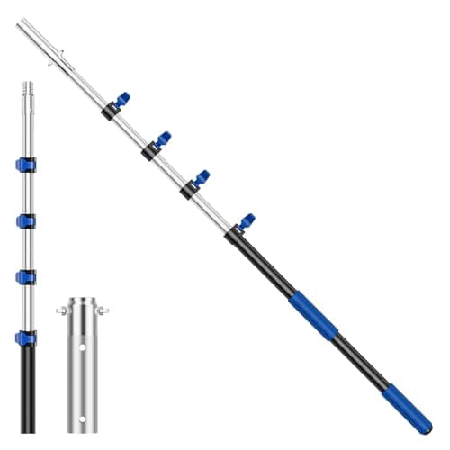 Pool Pole Telescopic 16FT Heavy Duty Upgraded Aluminum, 16 Ft Extension/Extendable Telescoping Tool for Above Ground/Inground Swimming Cleaning Supplies Accessories, Leaf Skimmer/Brush/Net/Vacuum/Mesh