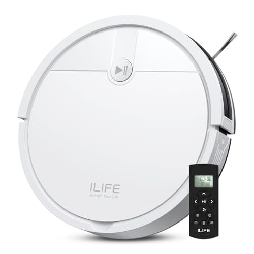 ILIFE V2 Robot Vacuum Cleaner, Tangle-Free Suction, 120 Mins Runtime, Slim, Self-Charging Robotic Vacuum Cleaner, Ideal for Pet Hair and Hard Floors