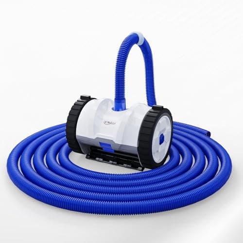 VINGLI Pool Vacuum Cleaner, Suction Side Wall-Climbing Sweeper for Ground&Inground Pools, Automatic Pool Vacuum with 39.6ft Tangle-Free Hose (Navy Blue&White)