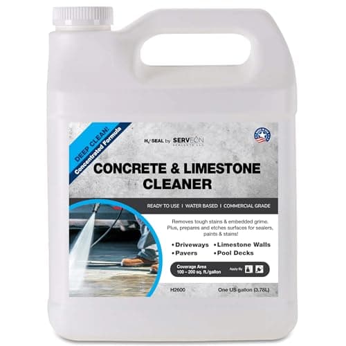 Serveon Sealants Concrete Cleaner (Concentrated Formula) Grout Stone Cleaner Water-Based Commercial Grade Outdoor Indoor Oil Stain Remover for Driveways Pavers Patios (1 Gallon) H2600