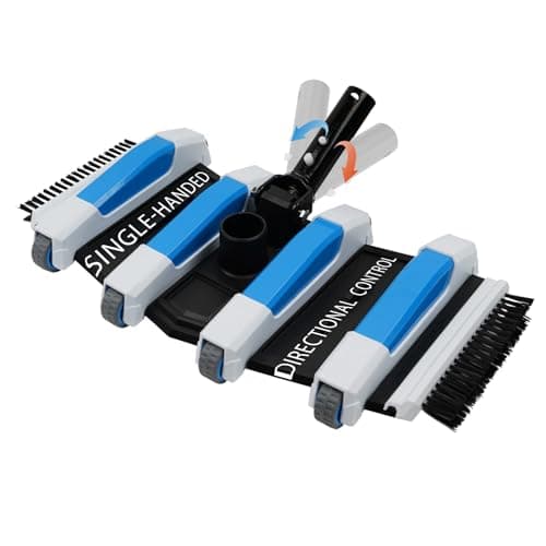 Enhanced Pool Vacuum Head with Direction-Control Handle - Extra-Wide 4LB Professional Weighted Vac Heads Brush & Wheels for Vinyl Liner-Deep Cleaning for Inground & Above Ground Swimming Pool - Blue