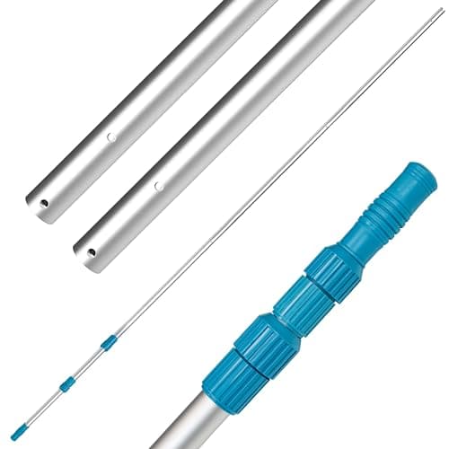 U.S. Pool Supply Telescoping Pole 15-Foot Aluminum Pool Pole Telescopic Cleaning, Adjustable 5 Piece Expandable Step-Up - Secure Locking Cams, Attach Connect Skimmer Net Rake Brush Vacuum Heads Hoses