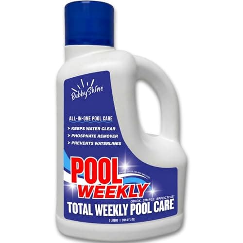 4-in-1 Weekly Pool Treatment - 3 L (101.5 fl oz) - Pool Chemicals, Phosphate Remover, Pool Clarifier, Enzyme Treatment + Waterline Cleaner, Perfect Clarity Finish, Saltwater Safe - BubbyShine