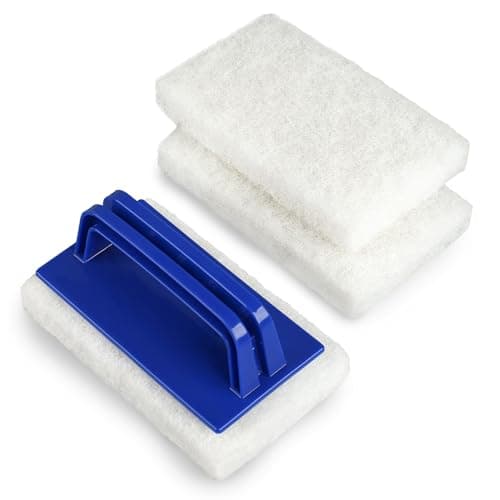 3 Pack Hand-Held Pool Scrub Brush Pool Cleaning Scrubbing Sponge Pad Bathroom Clean Scrubber Scouring for Cleaning Swimming Pools Step Corner Shower Tile Vinyl Liners Walls Sink Spas Tubs Kitchen
