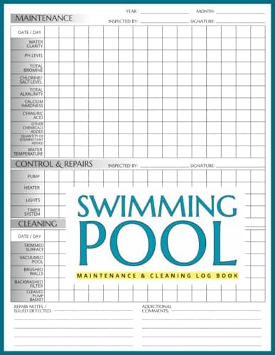 Swimming Pool Maintenance and Cleaning Log book for Pool Care Services: Simple Daily Checklist Record Book | Keeping Track of Chemicals and Repairs of The Pool for Home, Hotel Pools, Small Business