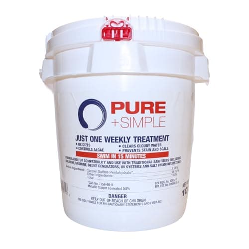 Pure + Simple | All-in-One Weekly Pool Treatment | Controls Algae & Clarifier for Swimming Pools with Copper-Based Formula | Ideal for Above Ground and Inground Use - 10 lbs