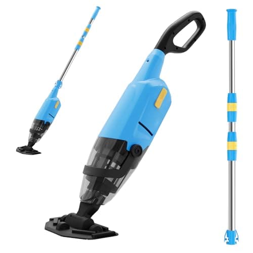 Cordless Pool Vacuum for Above Ground Pool - Rechargeable Pool Vacuum Cleaner with 69" Telescopic Pole, 20 GPM Suction, 90 Min Runtime, Ideal for Spas, Hot Tubs, Pools, Leaves, Debris, Sand