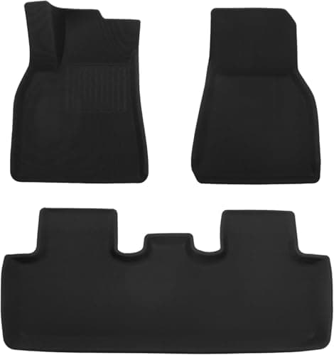 Big RED Floor Mats for Tesla Model Y 5 Seat: 2025 2026 Custom Fit, All Weather Cargo Liner Trunk Accessories, Set of 3 Mats