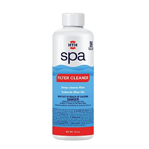 HTH Spa 86123 Filter Cleaner, Spa & Hot Tub Chemical Deep Cleans Filter, Extends Filter Life, 16 oz