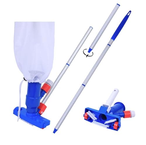 Jet Vacuum W/ 6 Section Poles of 57" for Frame Aboveground/Inflatable Pool Spa, No Electric Power Needed, Use Garden Hose Water Pressure to Vacuum (A Telescopic Pole Can Be Used with This Vacuum)