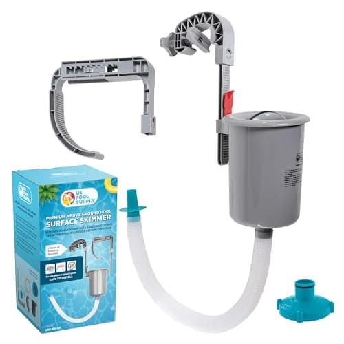 U.S. Pool Supply Pool Skimmer - Above Ground Pool Skimmer, Floating Pool Surface Skimmer, Pool Accessories - Clean Debris Basket, Wall Mount, Attaches to Inflatable Collars, Tubular and Metal Frames