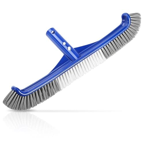 Pool Brush Head, 17" Pool Brushes for Cleaning Pool Walls, Curved Ends High-Efficiency Pool Scrub Brush,Premium Nylon Bristles Pool Brush with EZ Clip