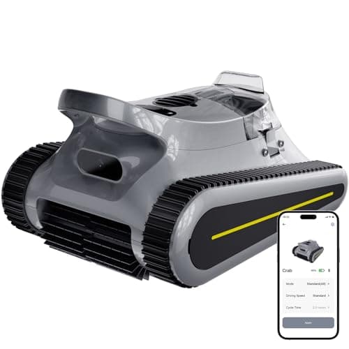 Cordless Robotic Pool Cleaner, Pool Vacuum 180W Brushless Motor, 45000Pa Suction, Wall & Waterline Climbing, Auto Path Mapping, for Inground & Above-Ground Pools up to 2150 Sq. Ft. (Gray)