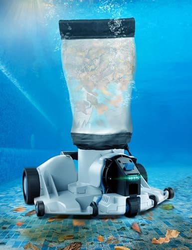 Automatic Leaf Robotic Pool Vacuum Cleaner Heavy‑Duty Pool Opening Heavy Debris 360° Ultra‑Wide Suction Inlet, 1.85‑Gal X-Large Bag, 62 GPM Flow, 90‑Min, AutoPark - Ideal for Inground Aboveground Pool