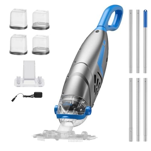 UIRWAY V3 Cordless Pool Vacuum for Above Ground Pools, Upgraded 26.5 GPM Powerful Suction, IPX8 Handheld Rechargeable Cleaner 2 Vacuum Heads & 4 Filter Bags, 1H Runtime, Portable for Inground Pools