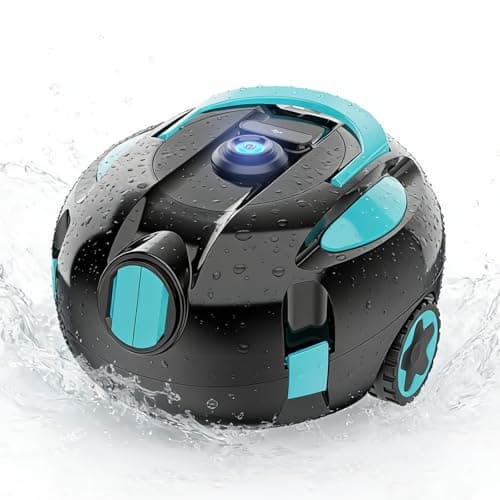 Curalk Robotic Vacuum Cleaner for Inground Pools,Dual Motors & Suction Ports, Cordless, Low Battery Alert,Smart Self-Parking, Pool Skimmer Robot,Lightweight,with 140" Tracing Rope