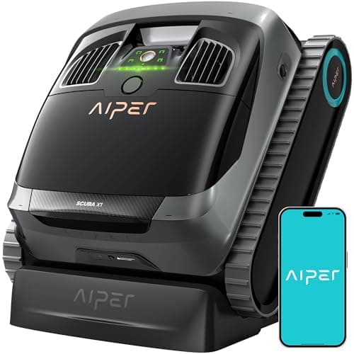 (2026 Upgrade) AIPER Scuba X1 Cordless Robotic Pool Cleaner with Micromesh Ultra-Fine Filter, Include Wireless Charging Dock, Cross Pattern Smart Navigation, Horizontal Waterline Scrubbing