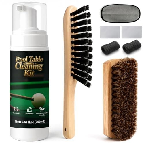 8pcs Pool Table Cleaning Kit - Powerful Cleaner Quickly Breaks Down Chalk & Stains, Restores Felt Smoothness - With Crevice Cleaning Brush and Anti-Static Glove - Gift for Billiard Enthusiasts