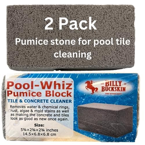 Pool-Whiz Pumice Stone for Pool (2-Pack) | Pool Tile & Concrete Cleaner | Pumice Stone for Cleaning Spas, Water Features & Bathroom Floors | Cleaning Block for Rust & Stains by Billy Buckskin